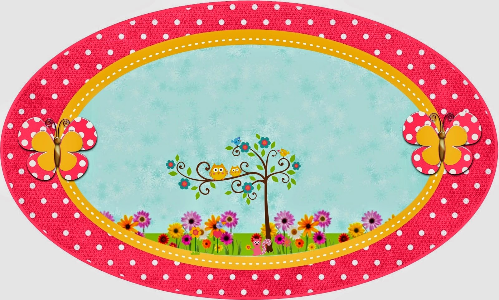 Kit de Búhos y Mariposas para Imprimir Gratis. Toppers o Etiquetas para Imprimir Gratis de Búhos y Mariposas.