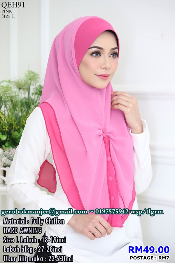 TUDUNG CHIFFON SAIZ L QASEH 2 LAYER