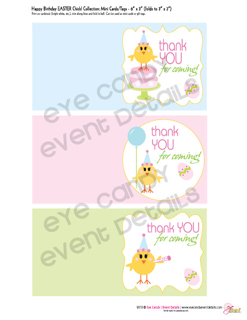 mini easter birthday cards, easter birthday tags, easter birthday party printables