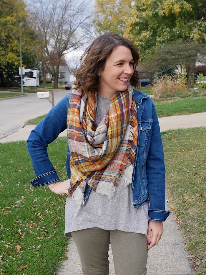 bybmg How I Style It Blanket Scarf and Ankle Booties