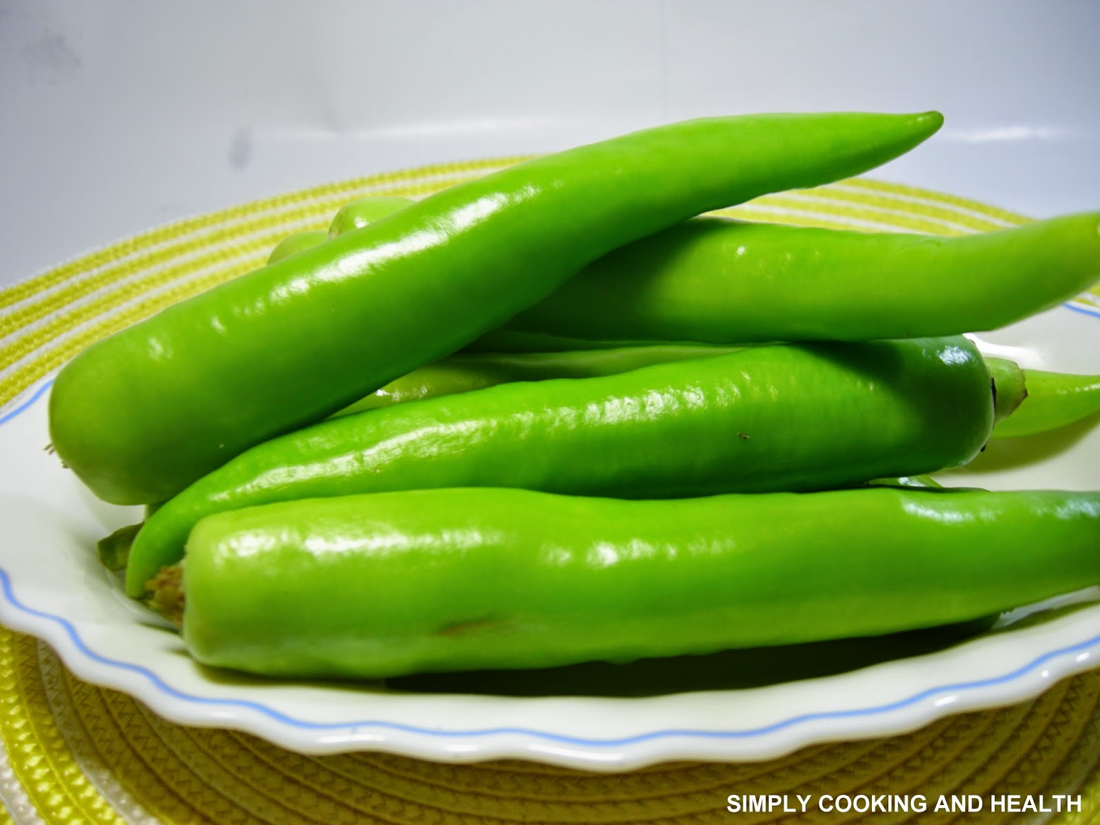 Simply Cooking and Health Green chilli (Banana pepper) and sweet potato curry