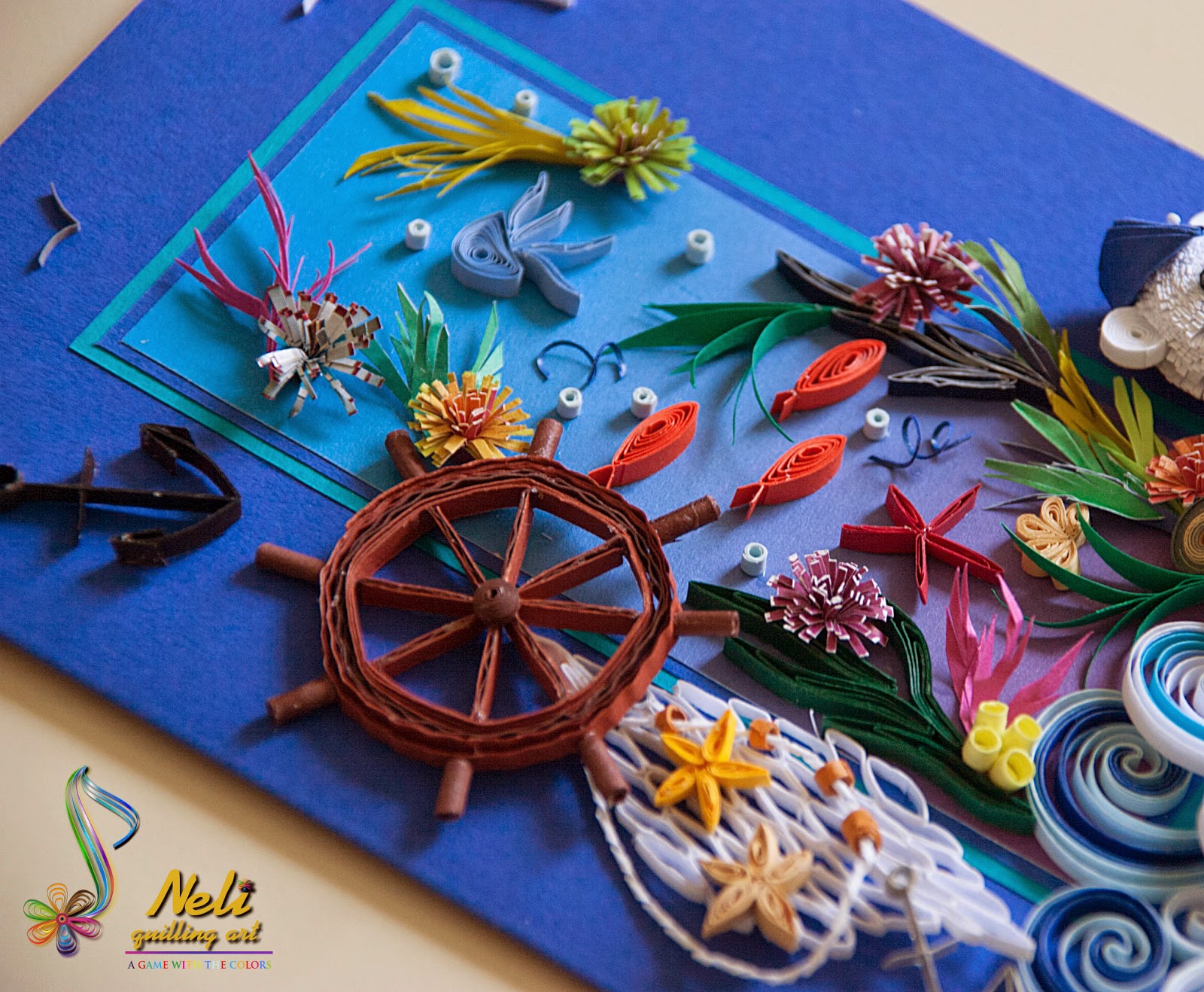 Neli Quilling Art Quilling card mariner bear