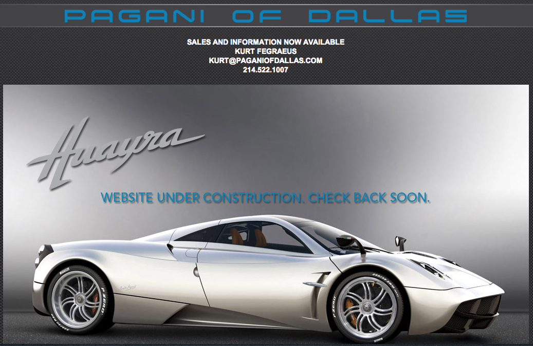 Prototype 0: Fifth US dealer appointed: Pagani of Dallas