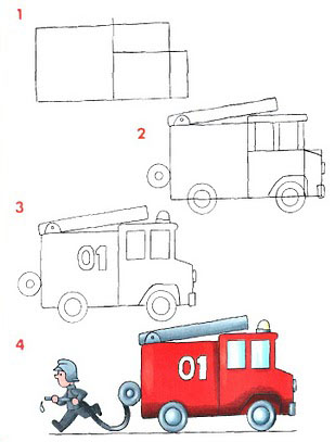 Cómo dibujar un carro de bomberos