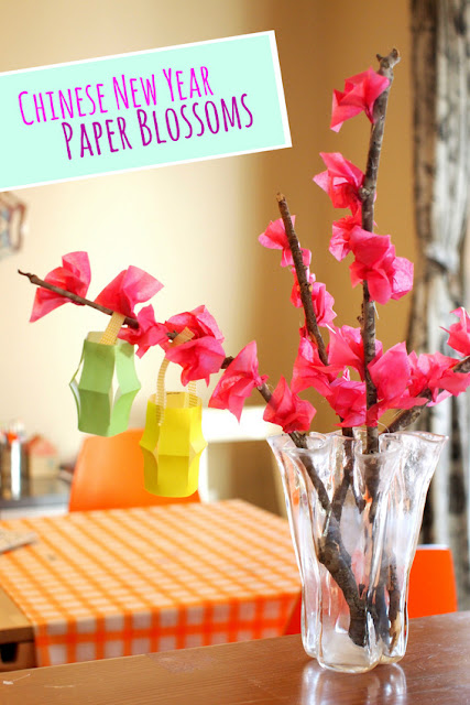 tissue paper blossoms kids craft for Chinese New Year