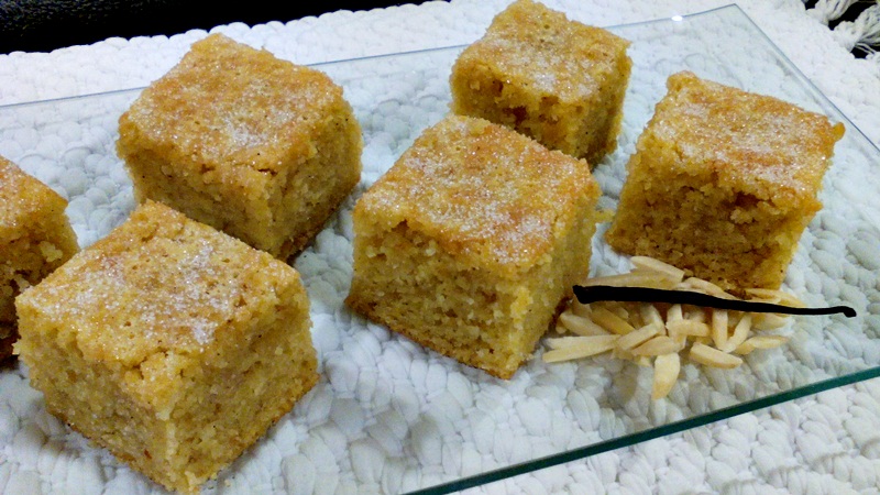 receita + quadradinhos de amêndoa