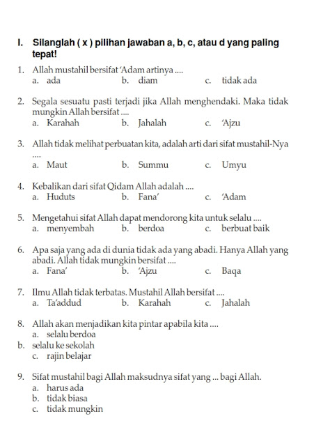 Soal Pelajaran Agama Islam Kelas 3 Sd
