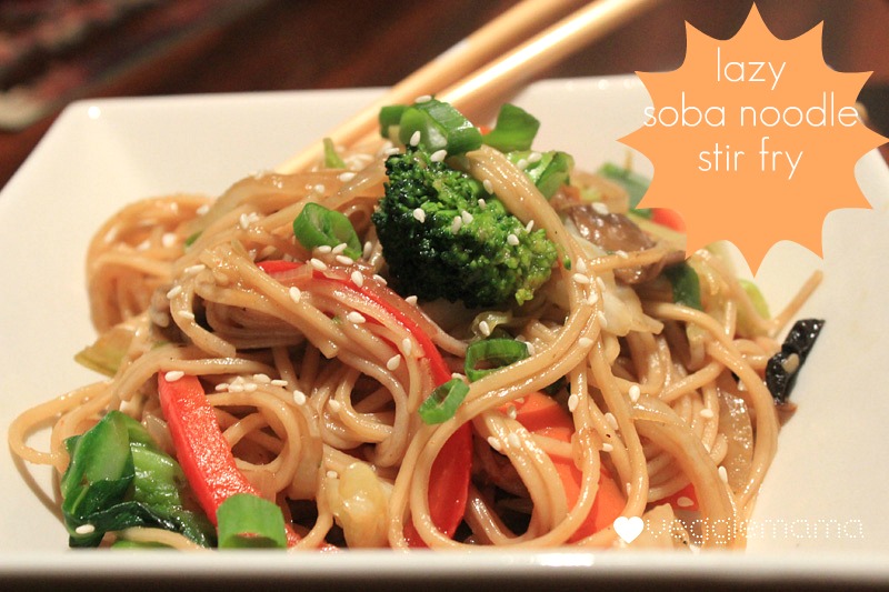 Veggie Mama Meatless Monday lazy soba noodle stir fry