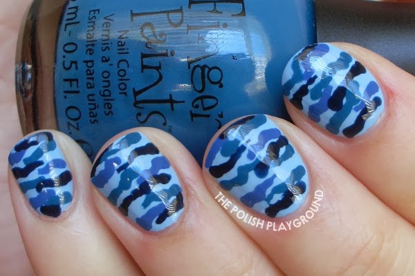 Blue Camouflage Nails