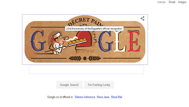 Google Doodle memperlihat aroma Roti Baquette khas Prancis