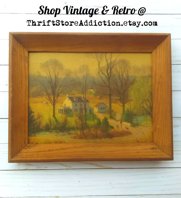 Check out this week's fabulous thrift store finds including charming vintage paint-by-number art! retro paint by number art