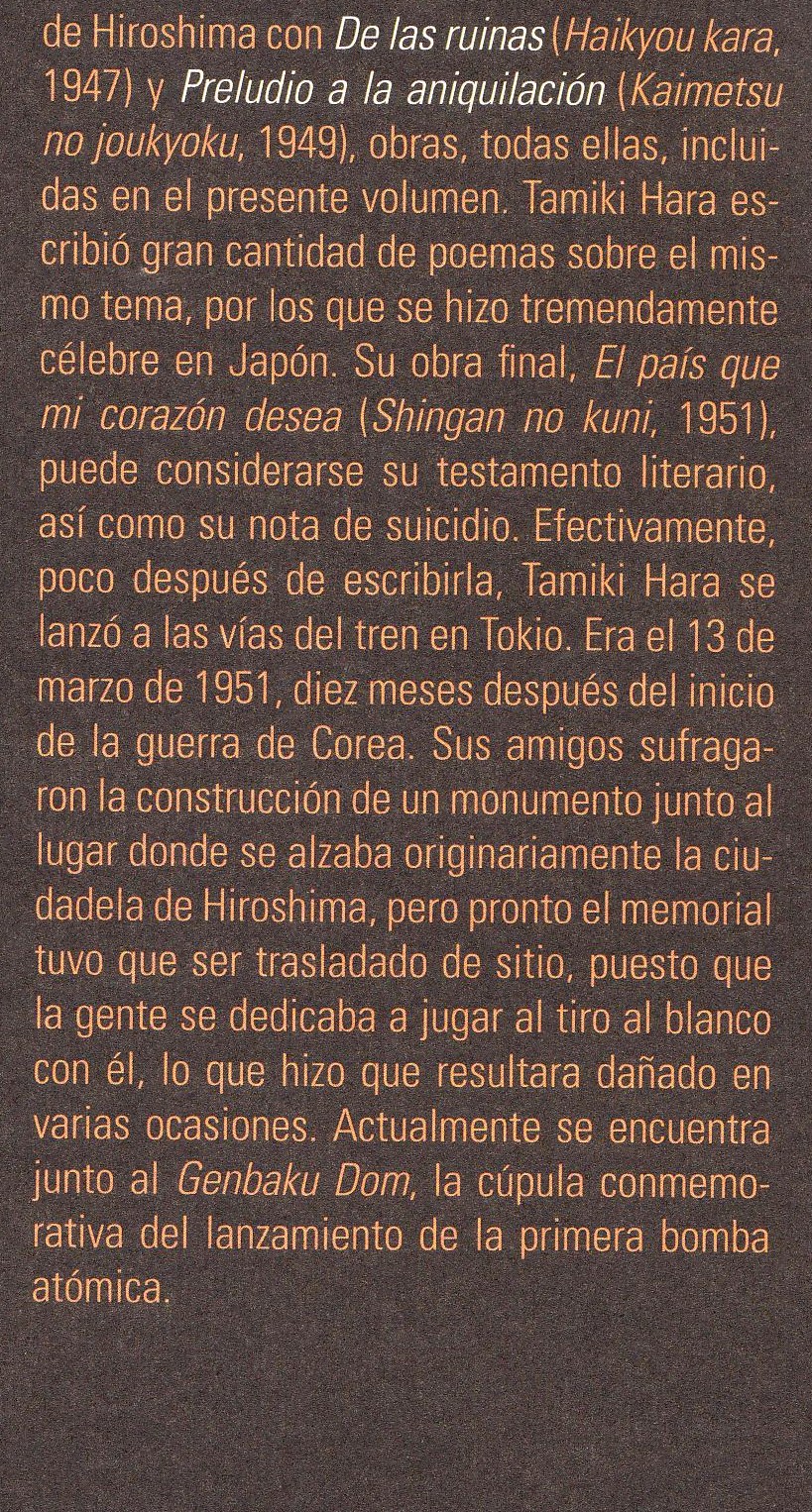 Los valientes andan solos Tamiki Hara Flores de verano