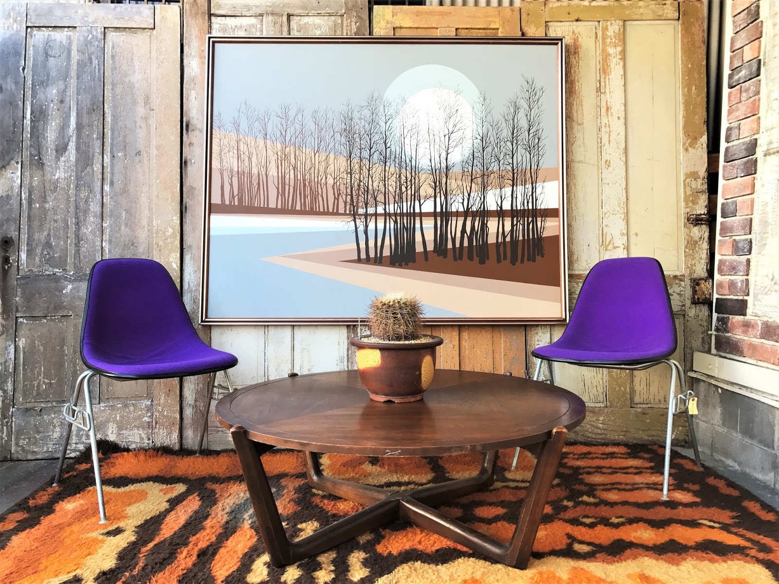 素敵でユニークな 玄関マット ミッドセンチュリー インダストリアル