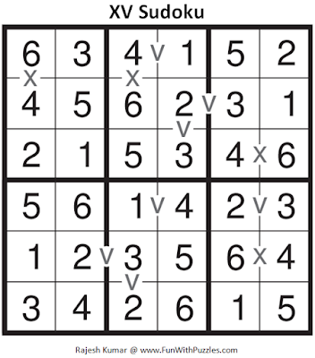 6x6 XV Sudoku (Mini Sudoku Series #60) Answer