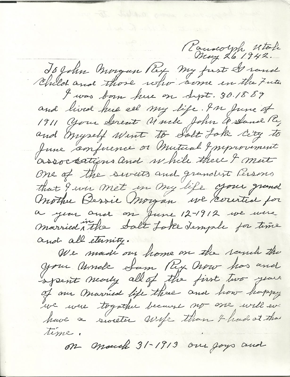 Ancestral Ties 1942 letter from Percy Harold Rex to his descendants Ancestral Ties 1942 letter from Percy Harold Rex to his descendants