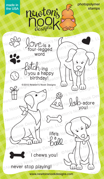 Fetching Friendship | 4x6 photopolymer Labrador Dog Birthday Stamp Set | Newton's Nook Designs