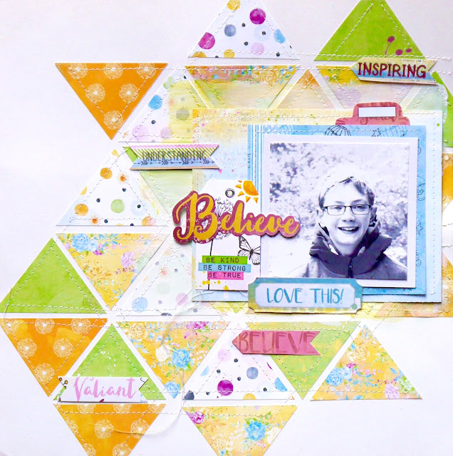 Believe Scrapbook Page by Katherine Sutton for BoBunny using the Faith collection