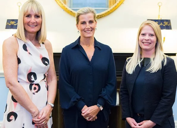 Countes Sophie of Wessex wore Emilia Wickstead Monica crepe shirt at Women in Banking and Finance Awards