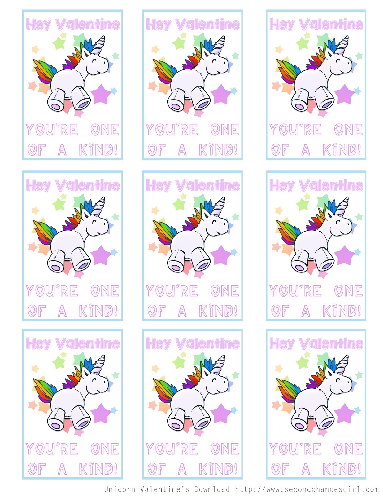 Free Printable Unicorn Valentines