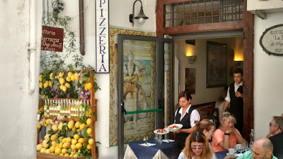 a restaurant in Positano- note the lemons