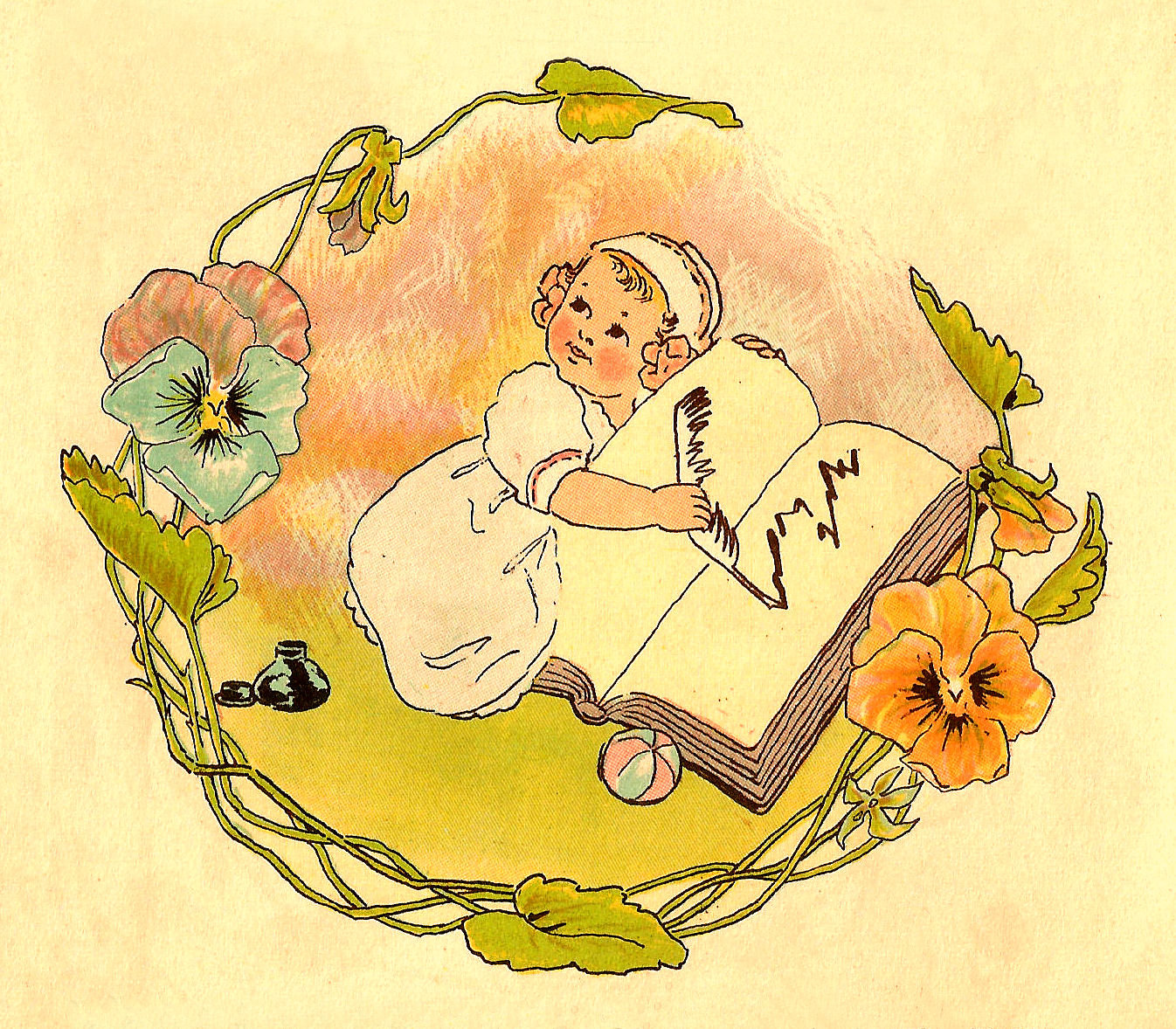 Antique Images: Free Baby Clip Art: Vintage Baby Illustration with