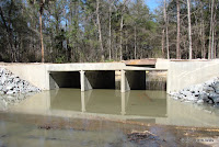 Bridge construction for the trail on Little Rice Creek, 14 February 2011.