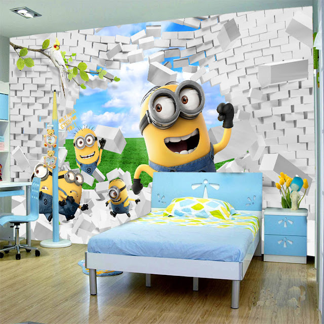 Mural wallpaper for home Cute Yellow Minions Brick Wallpaper 3d Wall Mural Rolls for Hotel Bar Kids children room Playgroup Kindergarten Baby Mural wallpaper for home Cute Yellow Minions Brick Wallpaper 3d Wall Mural Rolls for Hotel Bar Kids children room Playgroup Kindergarten Baby