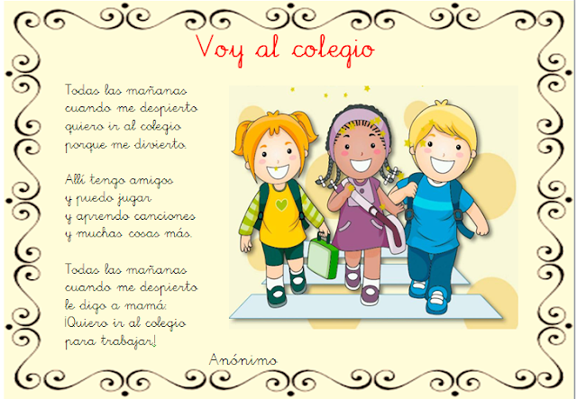 Resultado de imagen de poema del colegio para niños