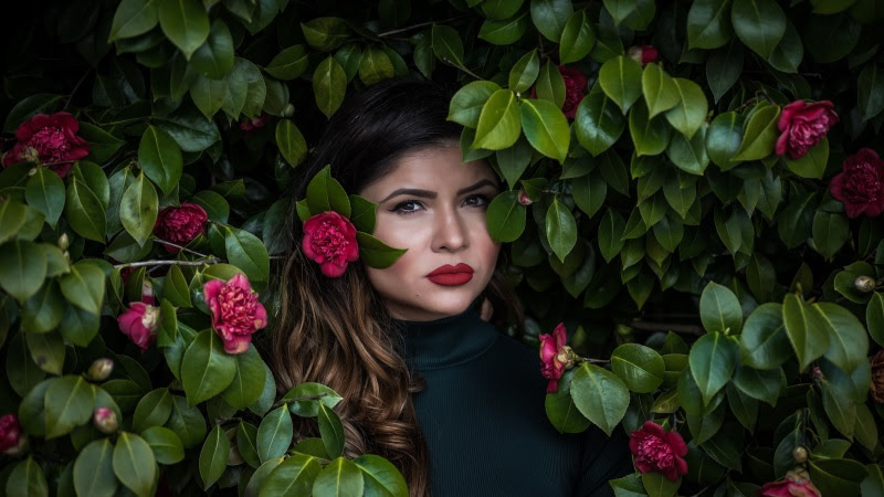Angel Portrait between Flowers