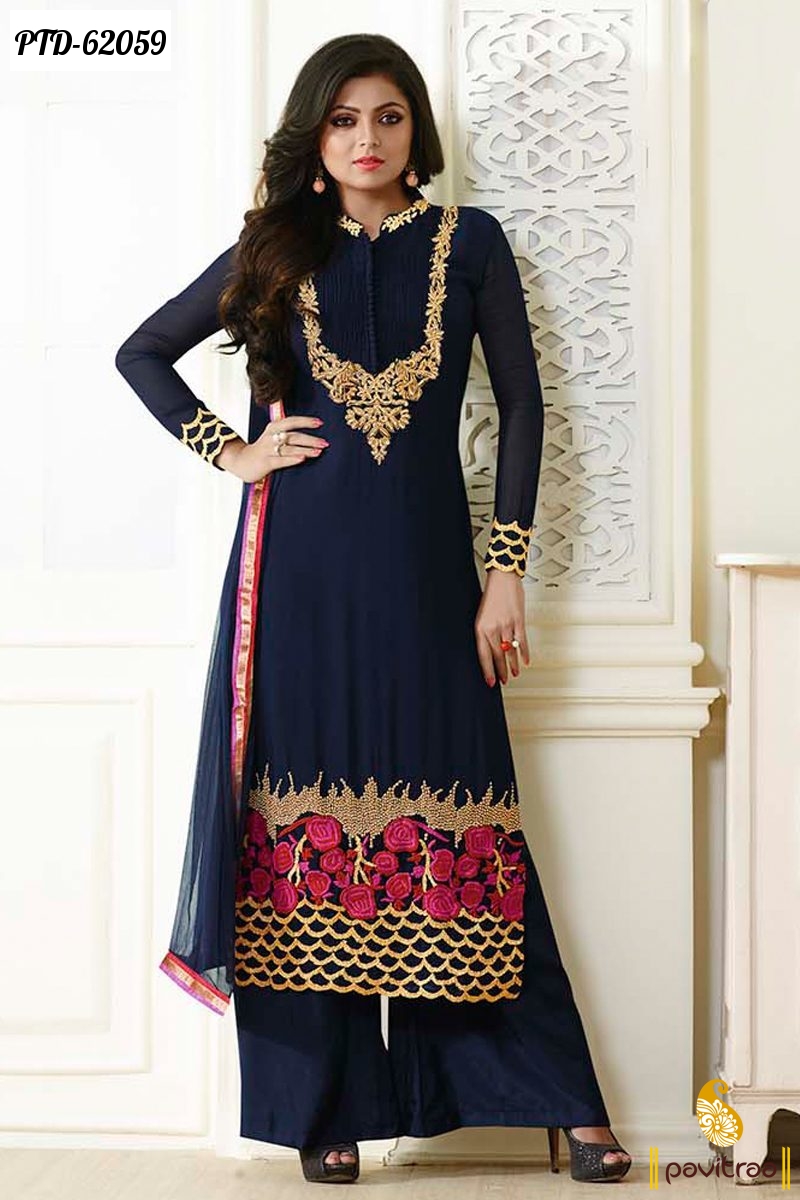 Shop Drashti Dhami Faux Georgette Blue Floor Length Anarkali Suit Online :  99940 - Salwar Kameez