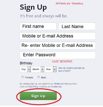 facebook sign up create new account