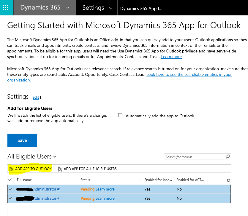 Dynamics 365 Customer Engagement Lightweight Outlook App for Dynamics 365