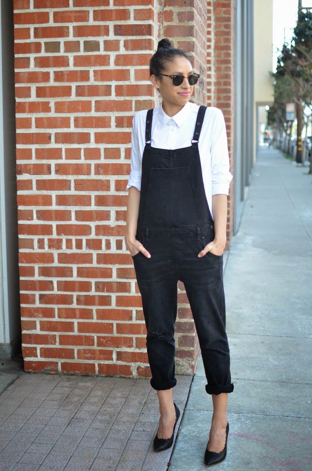 zara black overalls