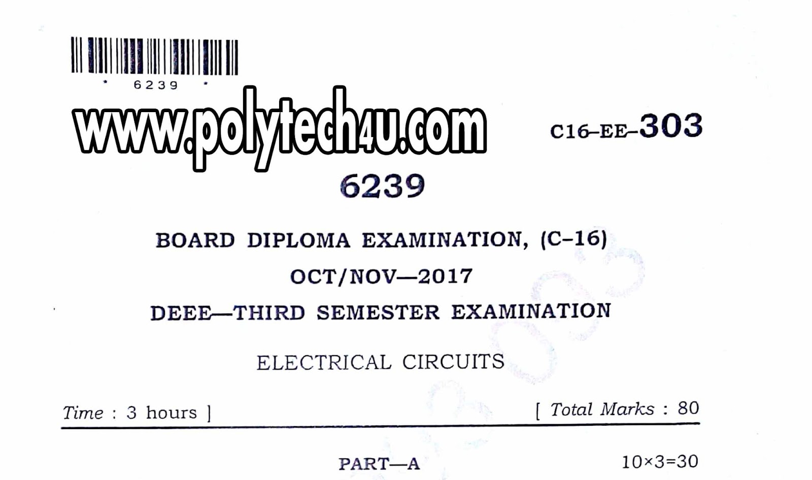 c 16 eee 3rd sem 303 electrical circuits old question paper oct nov