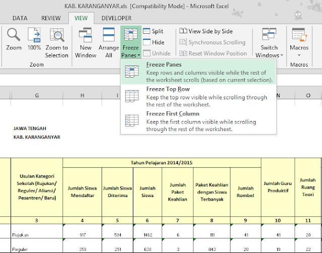 Cara Mudah Membuat Baris Judul Tetap Terlihat di Microsoft Excel Ketika Scroll di Geser