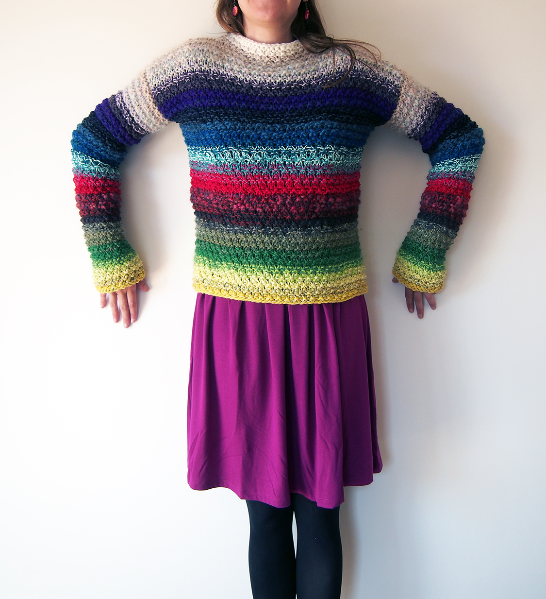 Scraptastic Pullover I: a way to use your knitting scraps, by Dayana Knits