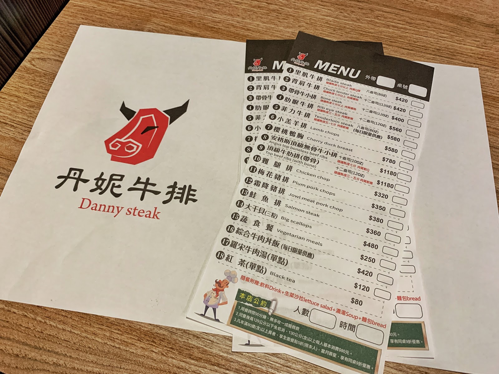 台南中西區美食【丹妮牛排】菜單