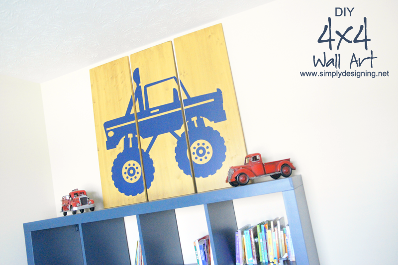 DIY 4x4 Wall Art | recreate this simple but impressive large art work for any boys room! | #homedecor #diy #crafts #4x4 #vinyl #paint