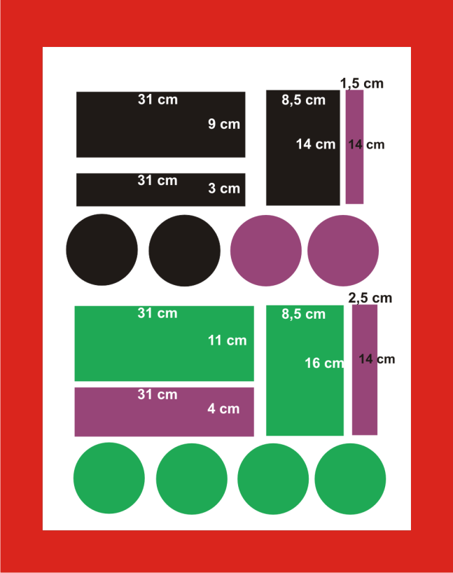 Plantillas con medidas de los neceseres