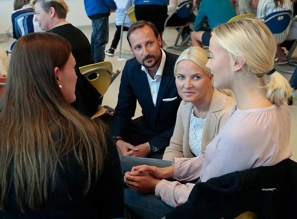 Crown Prince Haakon and Crown Princess Mette-Marit of Norway visited Glemmen Upper Secondary School