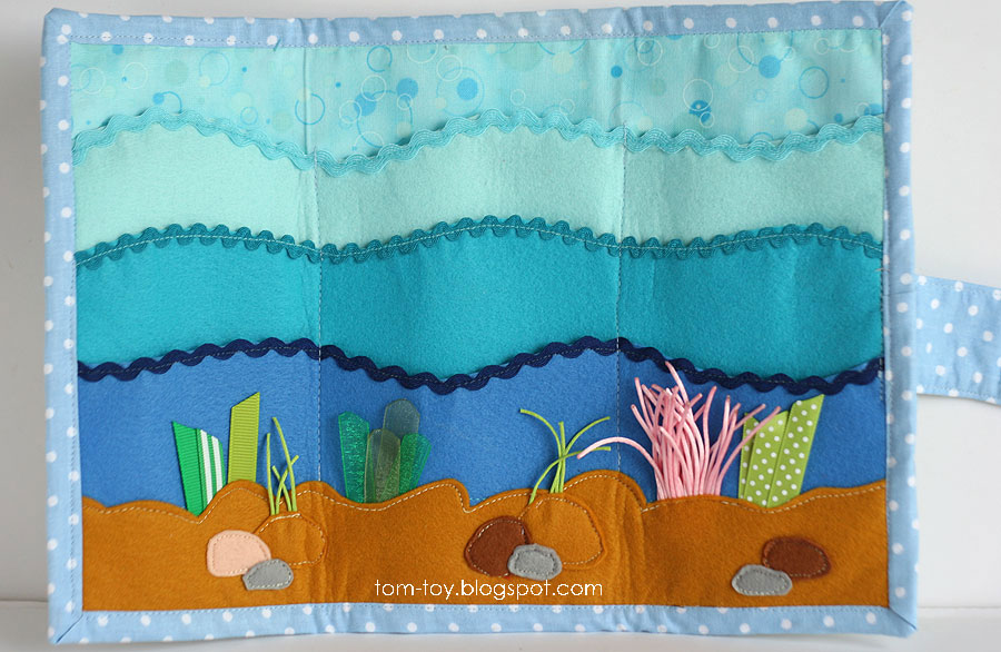 Magnetic fishing playmat game with sea creatures and fishing pole, handmade