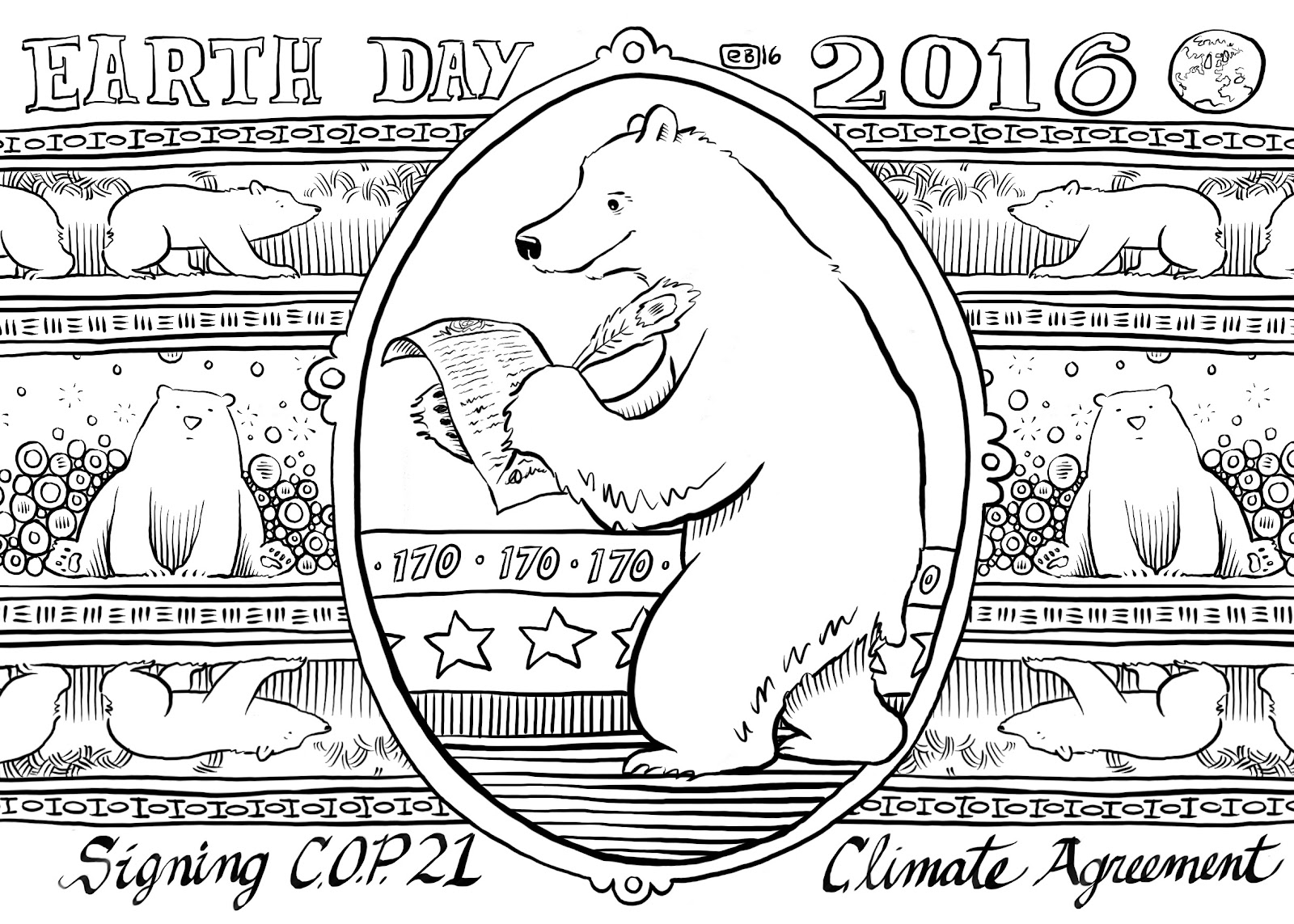 E is for Erik Presidential Polar Bear Post Card Project No. 131 4.21.16