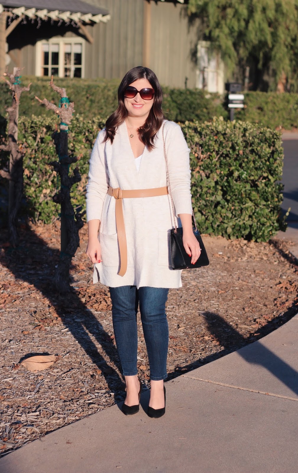 belted shawl cardigan