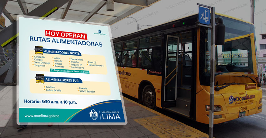 METROPOLITANO: Restablecen servicio de los buses alimentadores en la zona norte y sur de Lima METROPOLITANO: Restablecen servicio de los buses alimentadores en la zona norte y sur de Lima