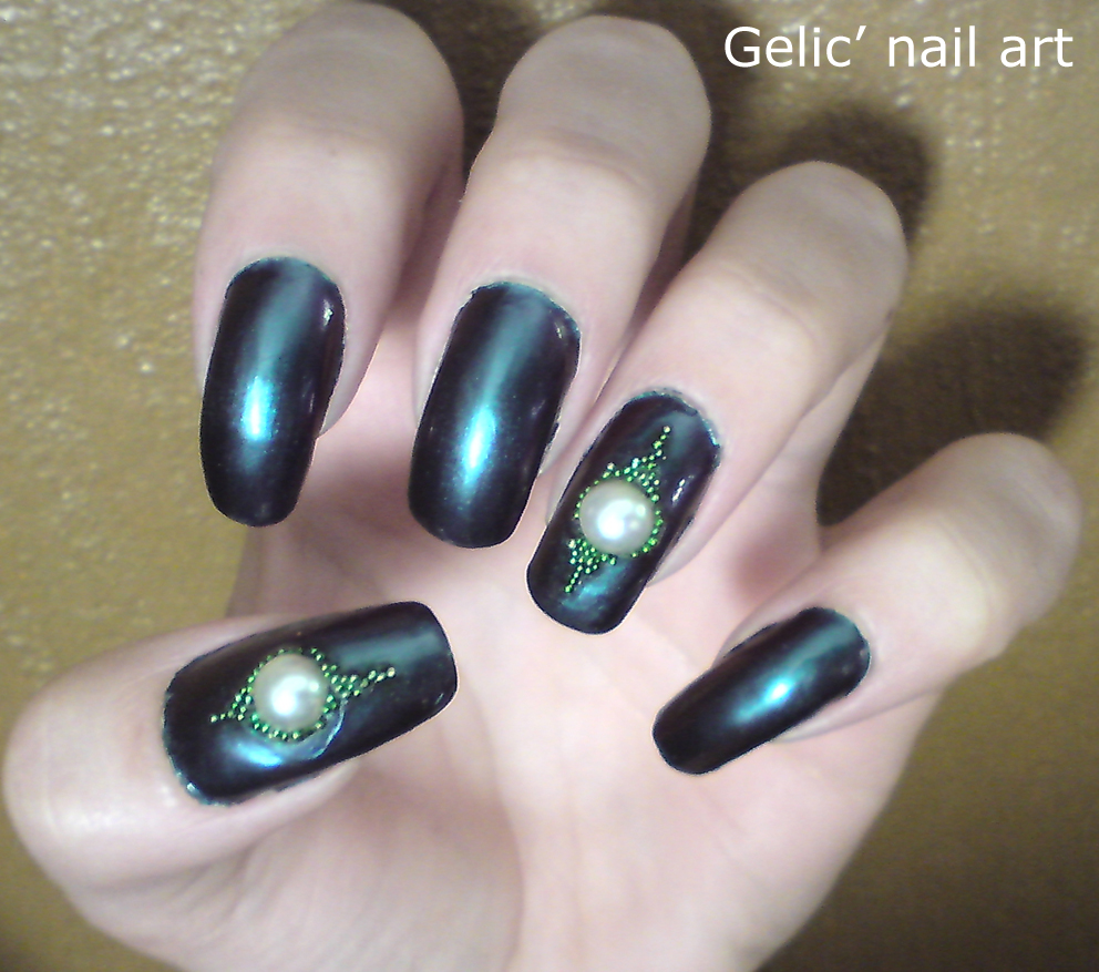 Gelic' nail art Indian in spired large pearl rhinestone nail art