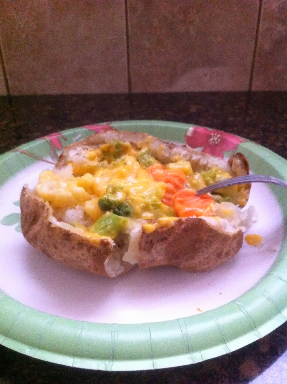 Broccoli and Cauliflower Cheese Baked Potato