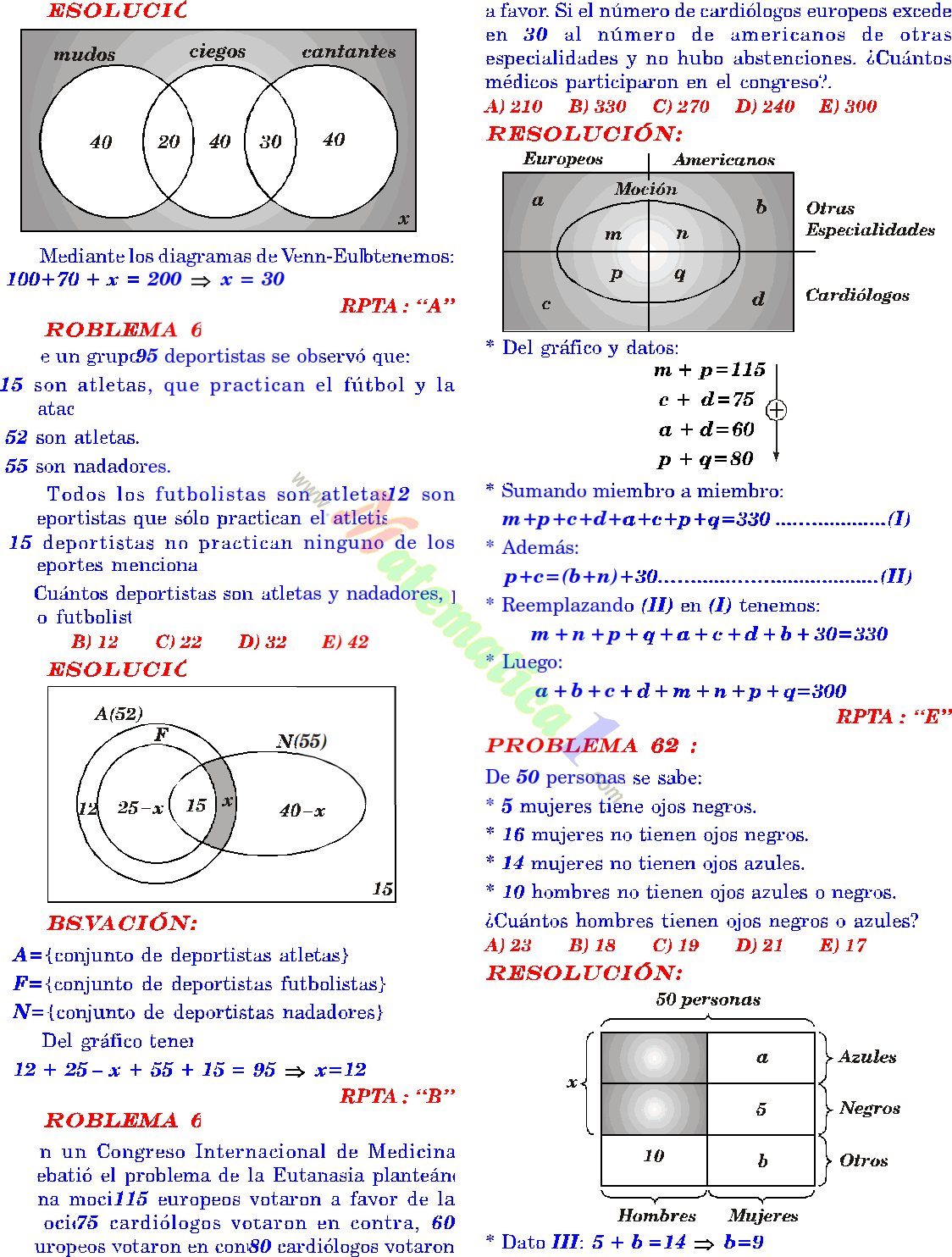 DIAGRAMAS DE VENN EULER EJERCICIOS RESUELTOS