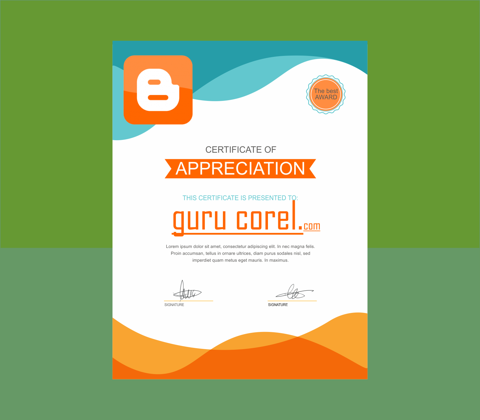 Download Sertifikat Pelatihan Blog - Cdr Free | Guru Corel