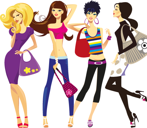 4 chicas muy monas - clipart