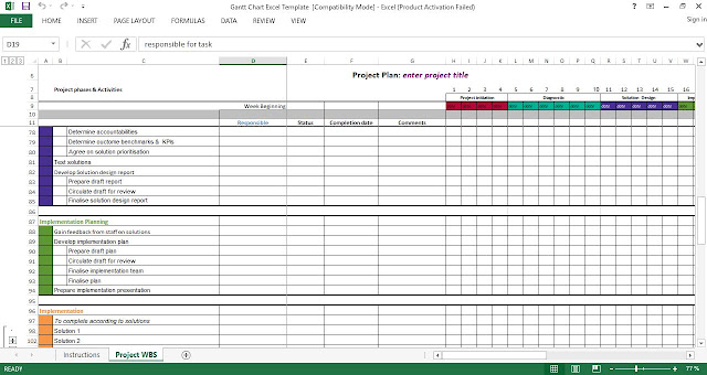 Six Sigma Gantt Chart Template